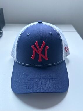 New Era Navy Blue and Red NY Trucker Hat